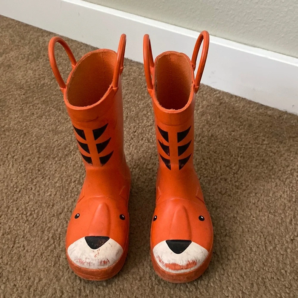 Orange tiger Carter rain boots size 6m - Picture 1 of 4